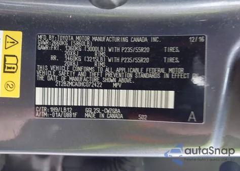 2017 Lexus Rx 350 из США, поврежденный, VIN 2T2BZMCA0HC072422